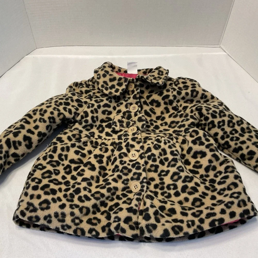 Healthtex‎ Infant Toddler Animal Print Brown Leopard Fleece Peacoat Jacket 3T